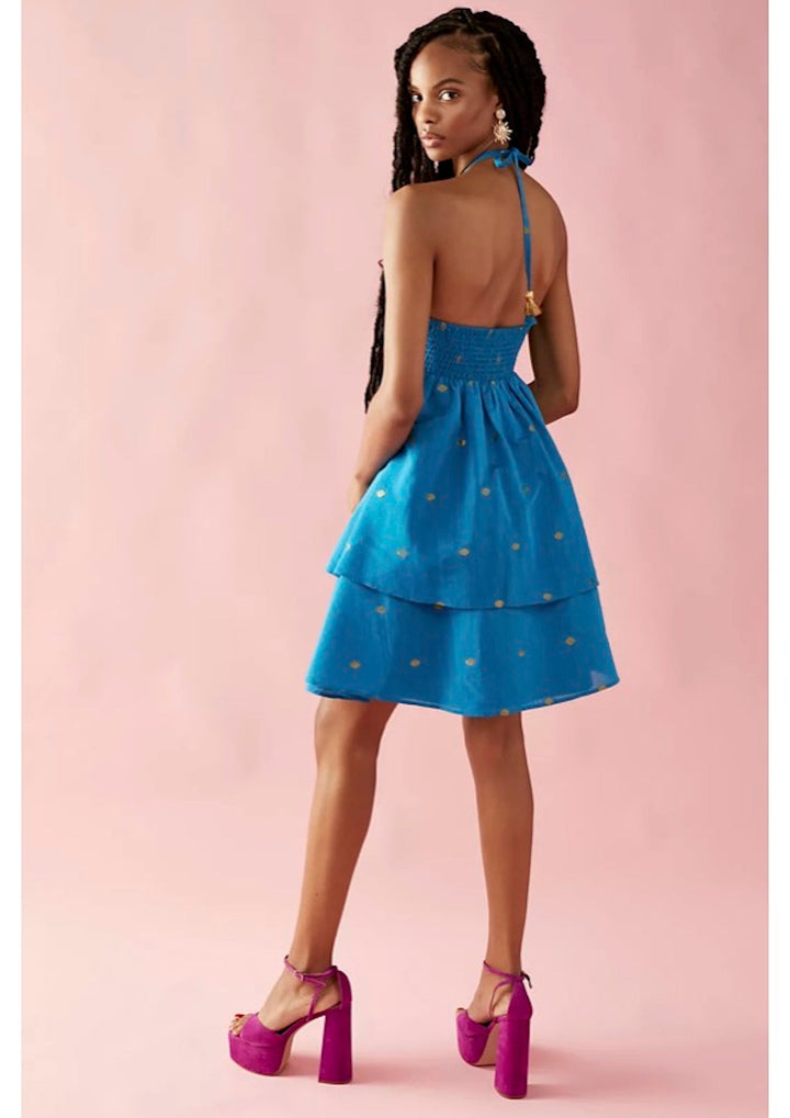 Metallic Dot party dress - TURQ