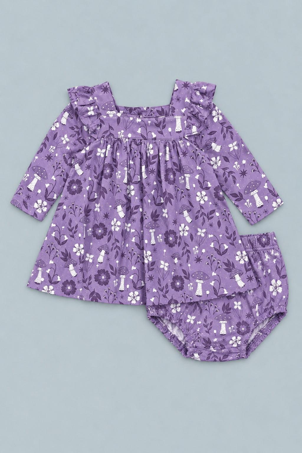 Mushroom Floral Ruffle Dress With Bloomer - Meadow