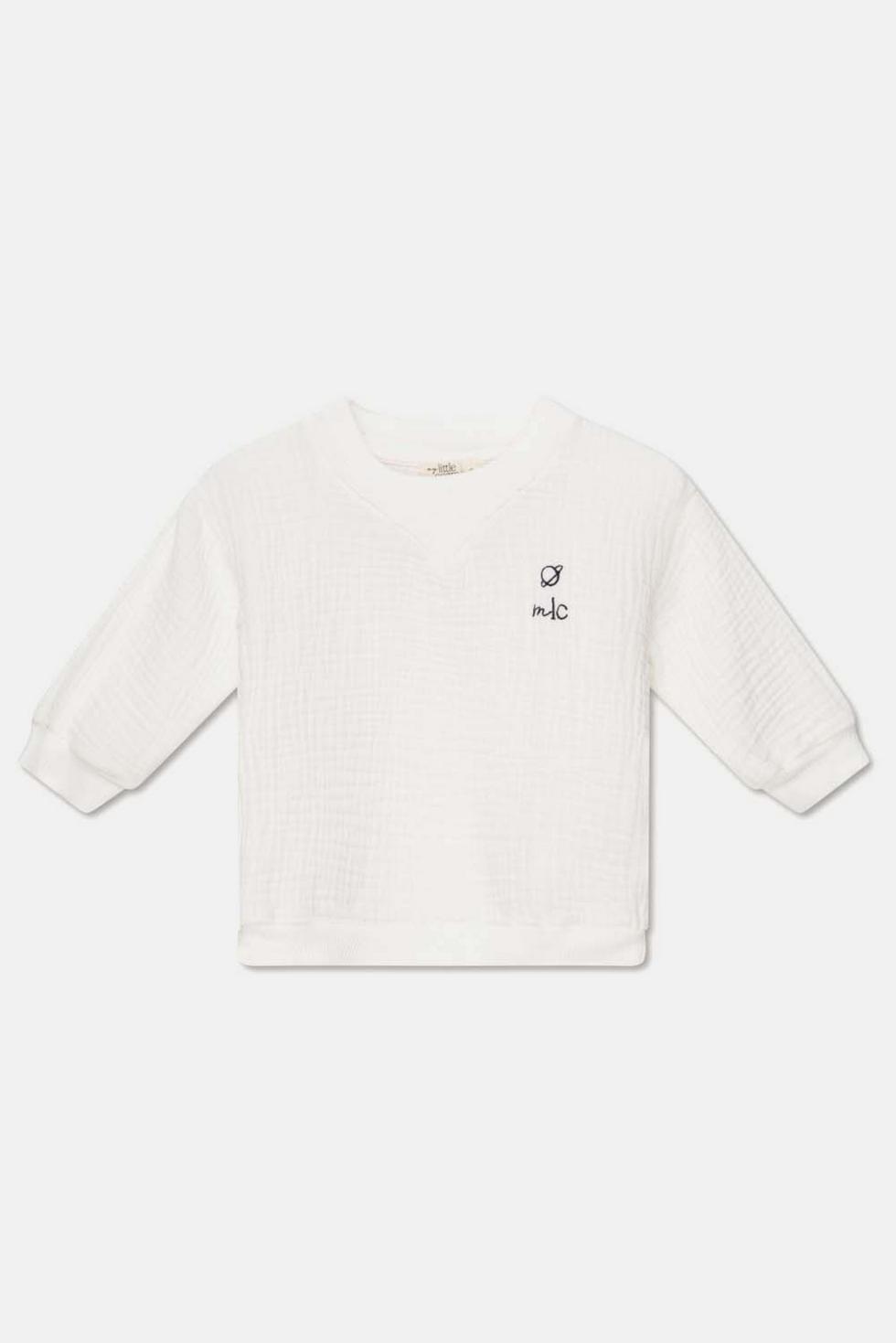 Gauze embroidered baby shirt - Ivory