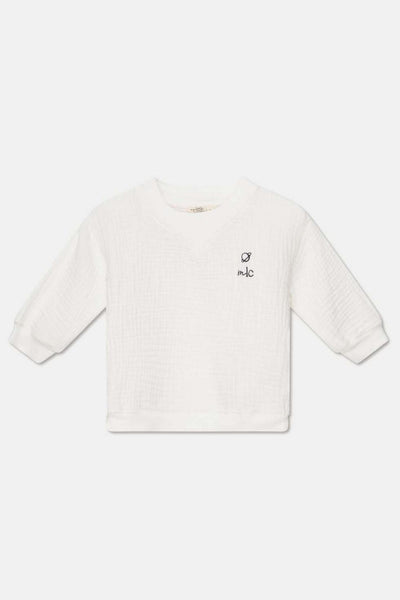 Gauze embroidered baby shirt - Ivory