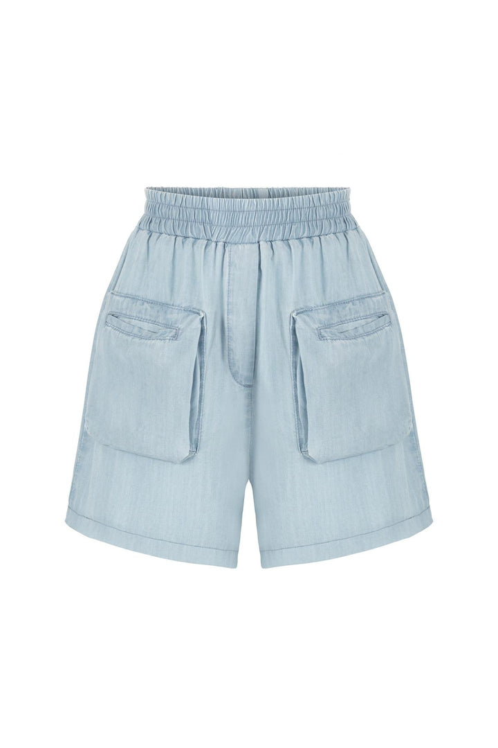 Cargo Pocket Mini Shorts - Light Blue