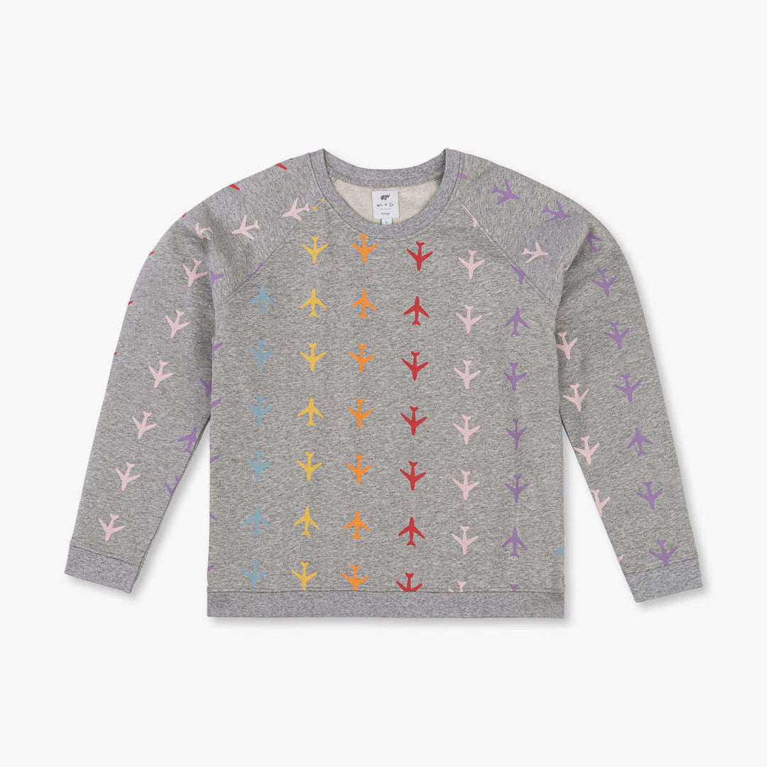Adult Printed Crewneck Sweatshirt - Rainbow Jet Set