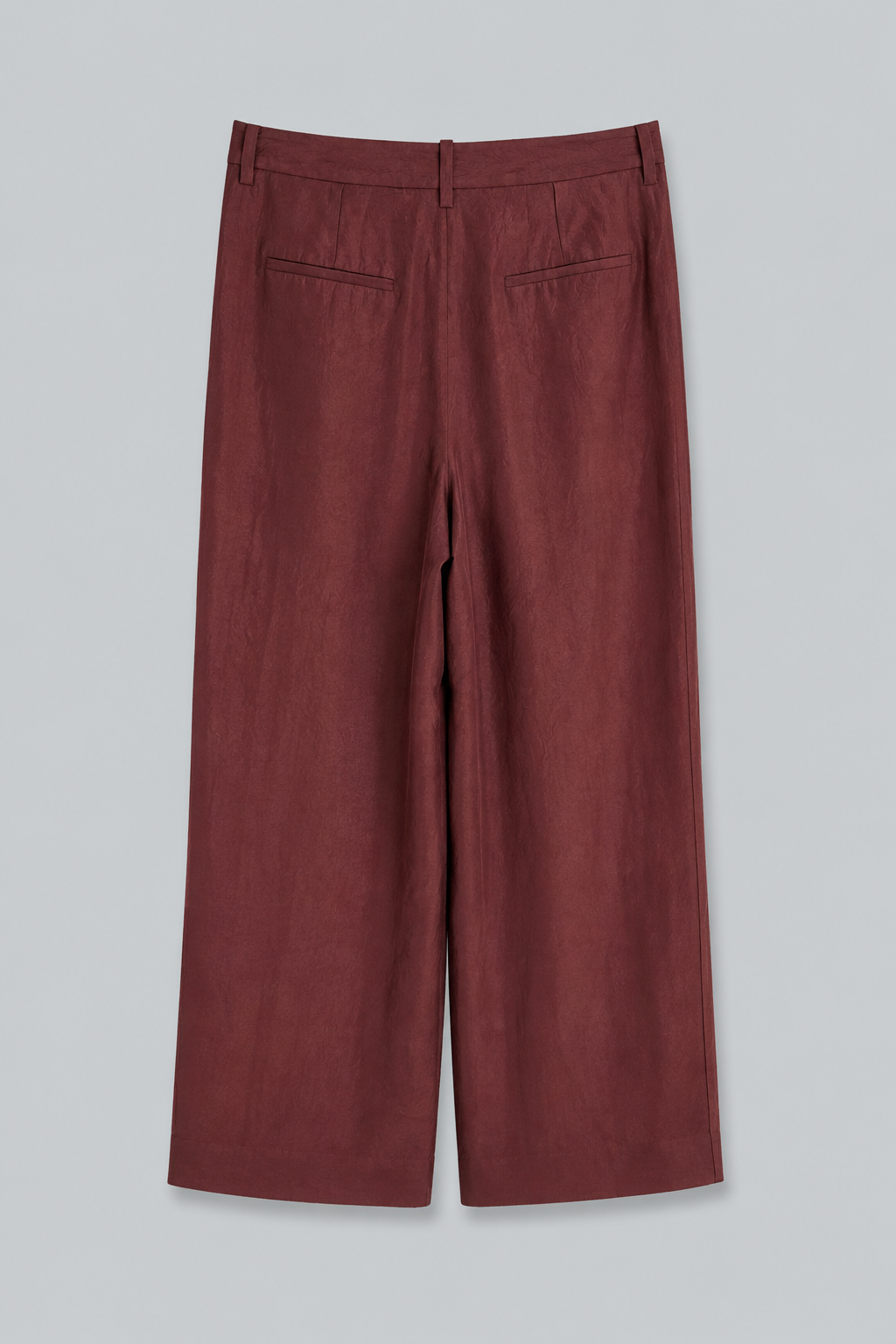 Crinkled Satin Straight Leg Trousers - Medjool