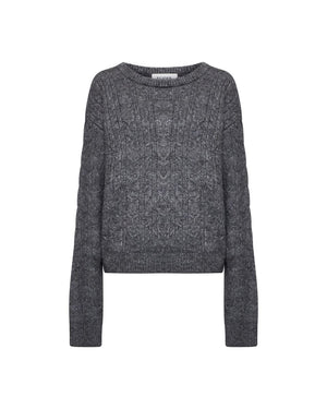 Melange Sweater With Raised Workmanship - Grey Steel