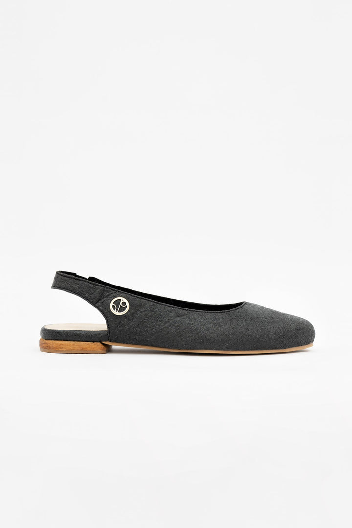 Cannes Slingback Flat - Charcoal Black