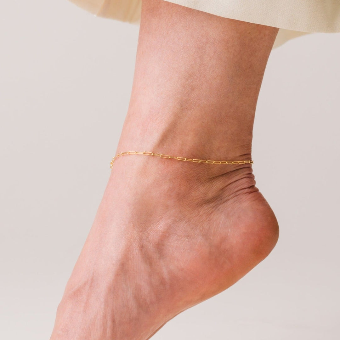 Paperclip Chain Gold-Filled Anklet - Gold