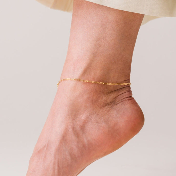 Paperclip Chain Gold-Filled Anklet - Gold