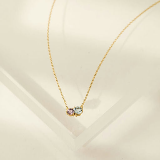 Luma Gemstone Necklace - Amethyst + Blue Topaz