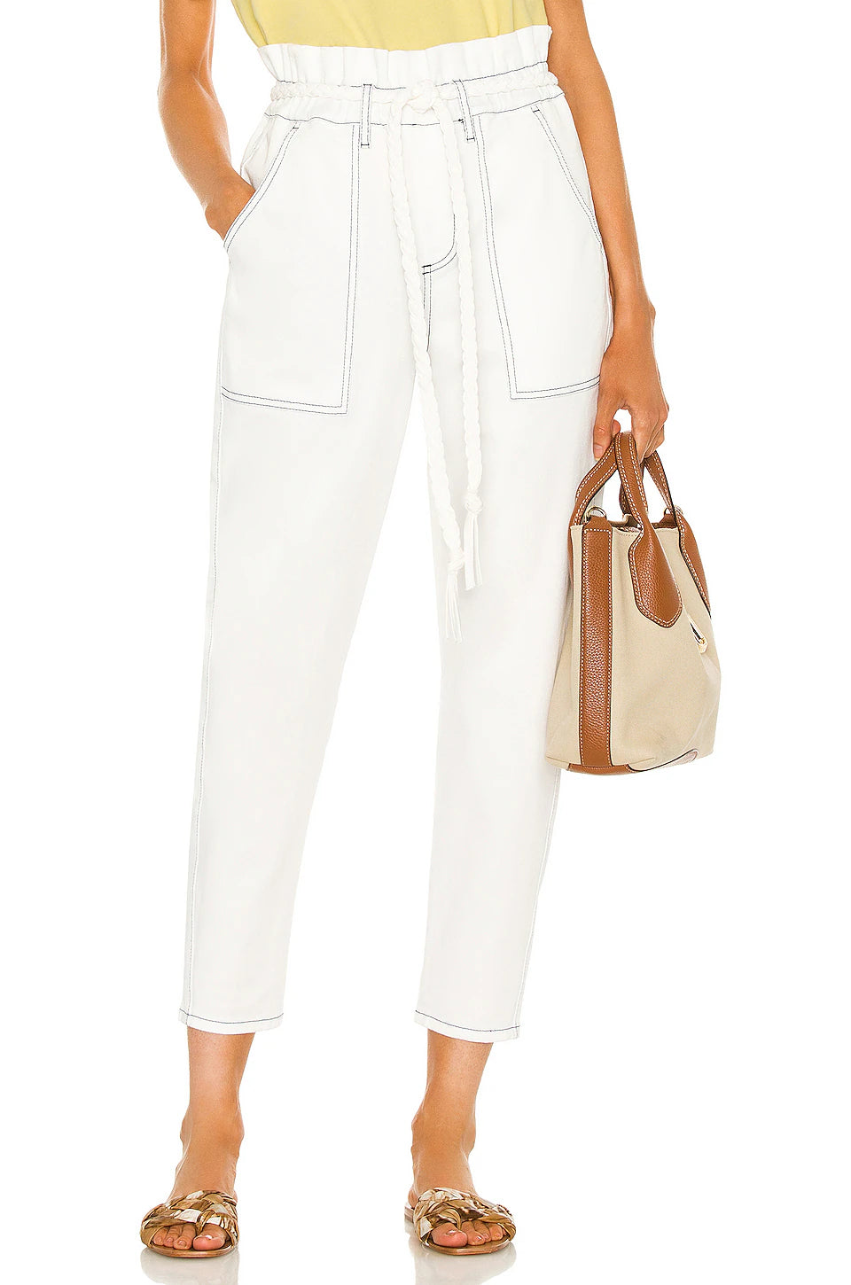 Harlow Paperbag Pants - White