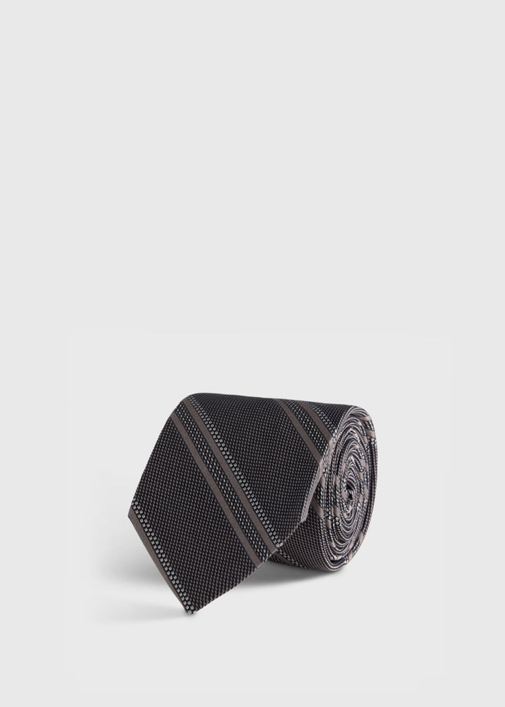 Silk Grenadine Stripe Tie - Grey