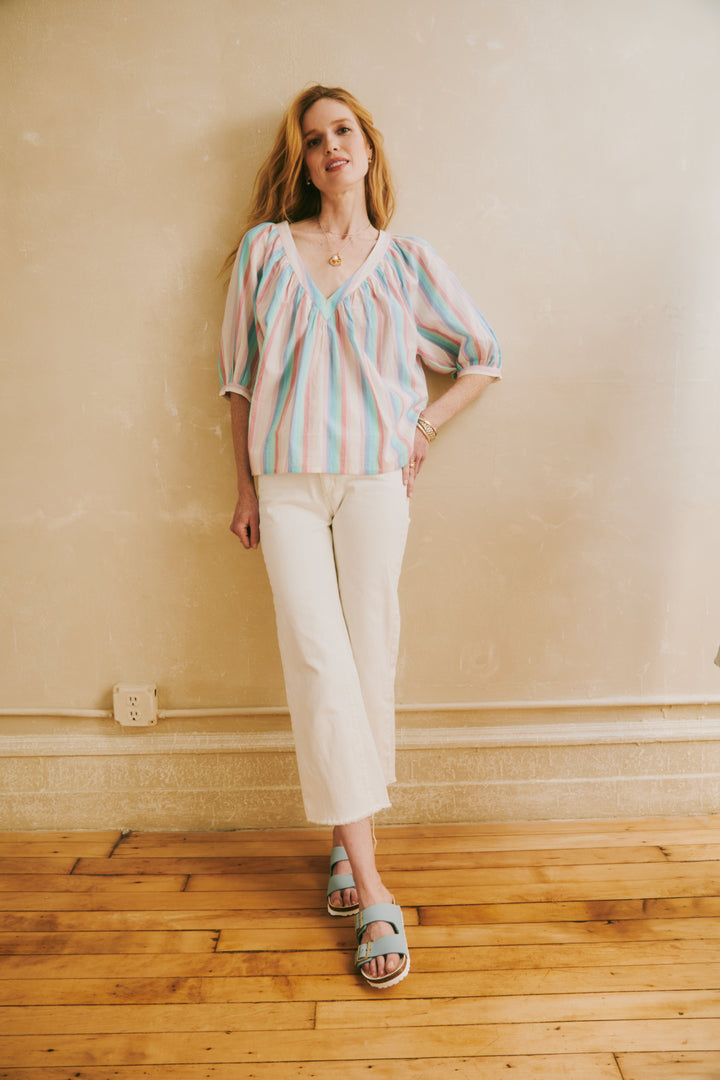 Edie Top - Rainbow Wove Stripe