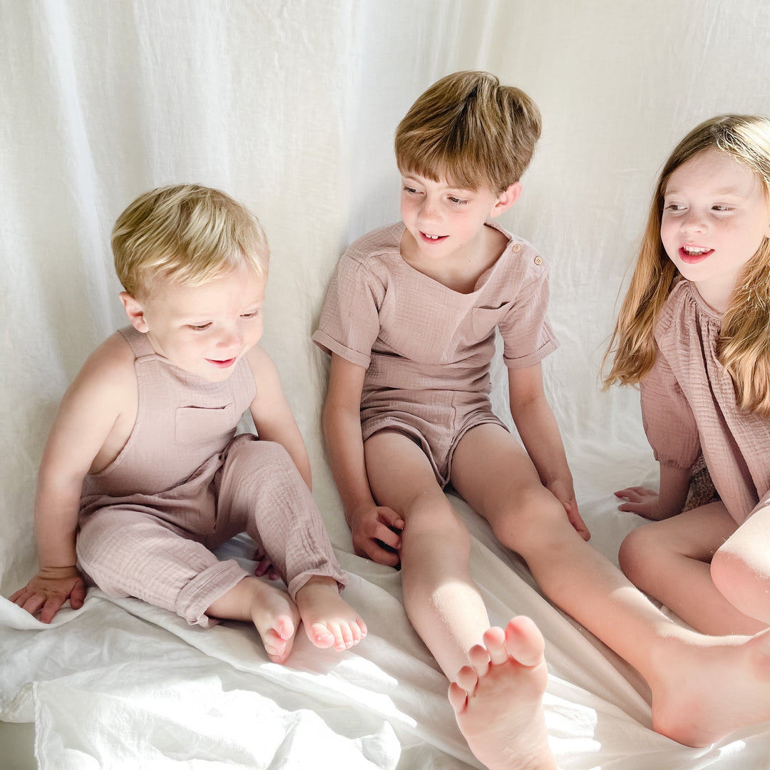 Cross Back Overall - Blush