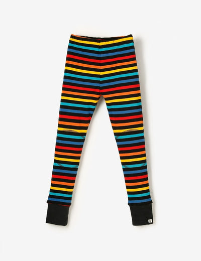 Organic Knee Patch Leggings - Black Multistripe