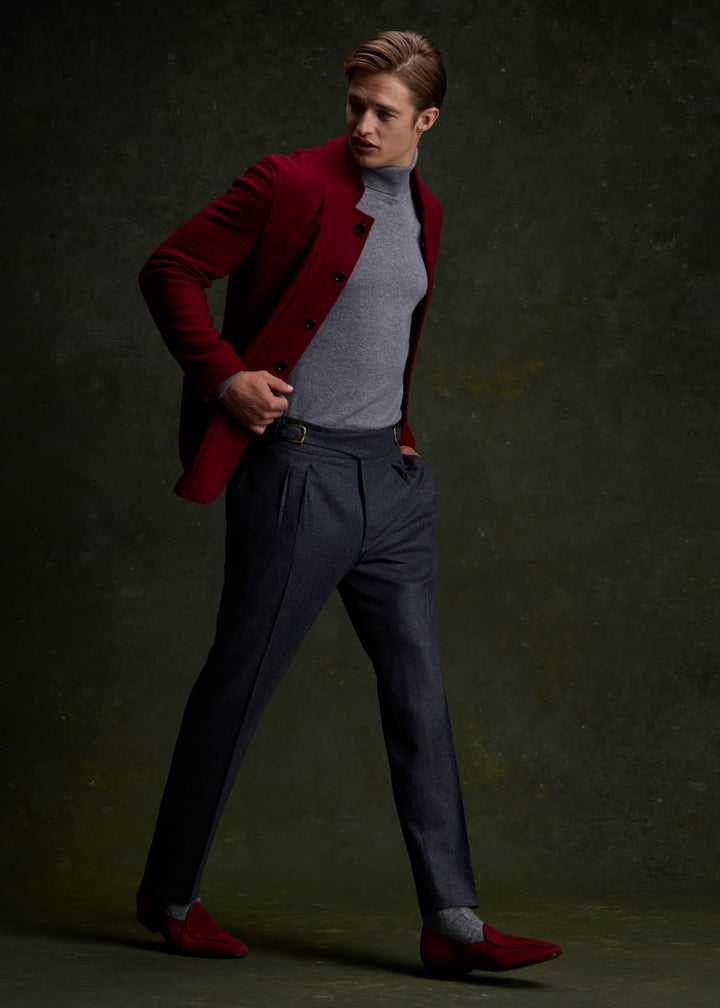 Super 100 Wool Flannel Gurka Pant - Charcoal