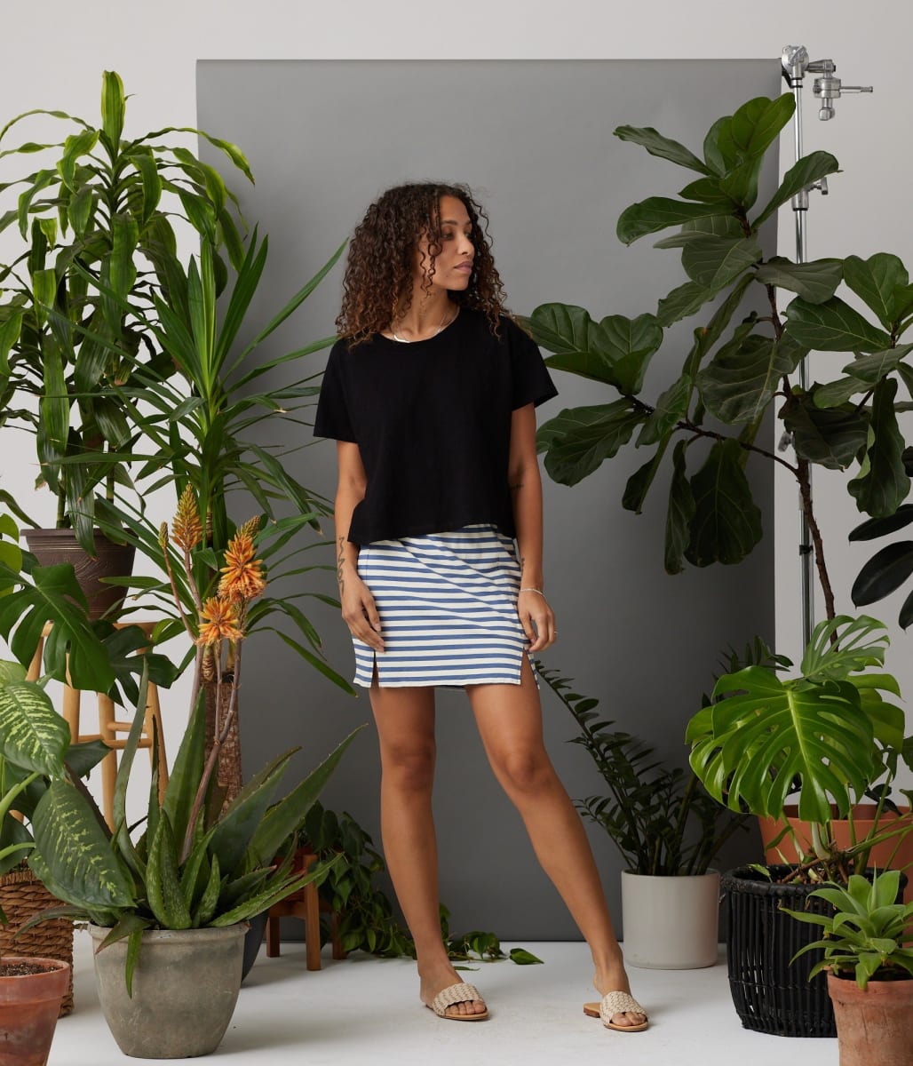 Jordan Skirt - Steel Blue Stripe