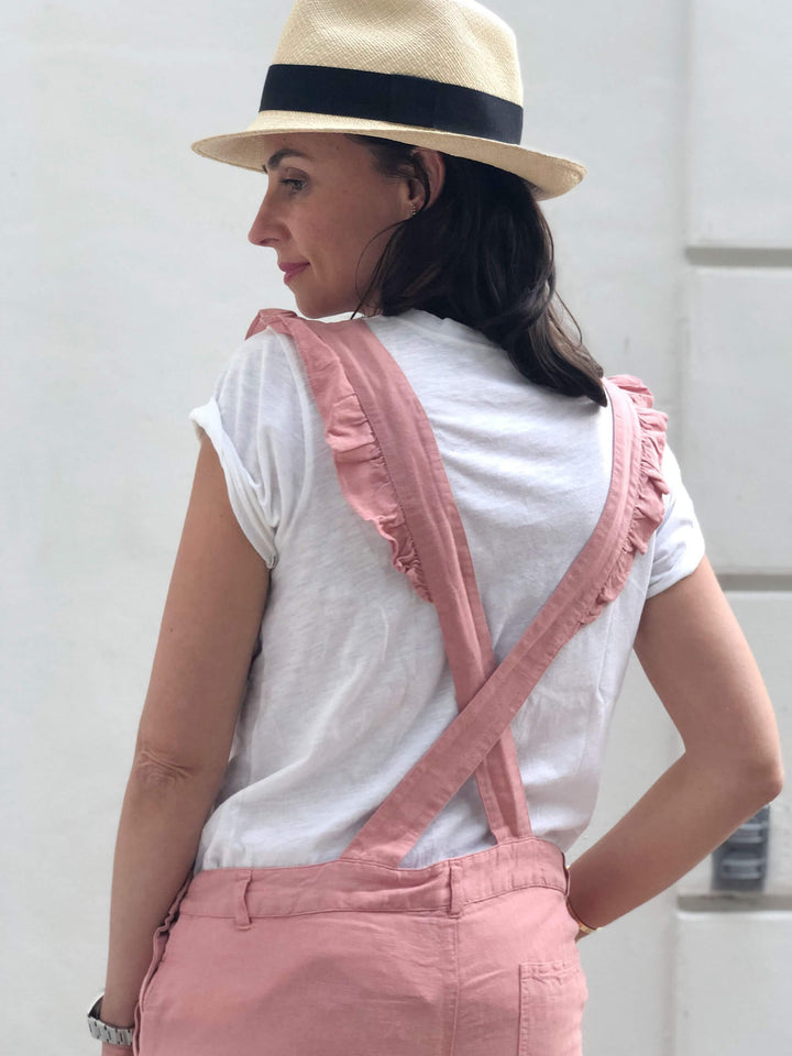 Georgette Pink Linen Overall - Sandy Pink