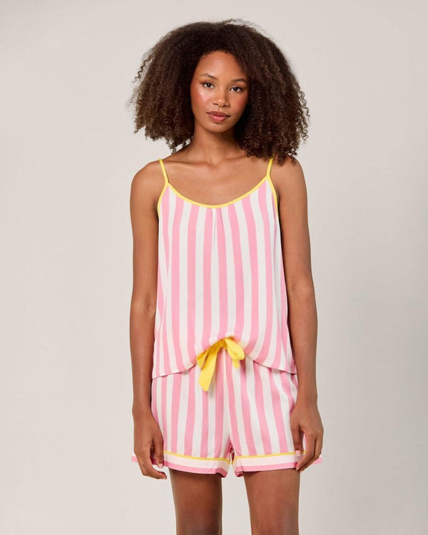 Retro Stripe Cami Shorts Set - Pink
