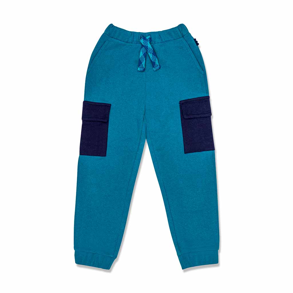 Teal Cargo Pocket Kid Jogger - Teal