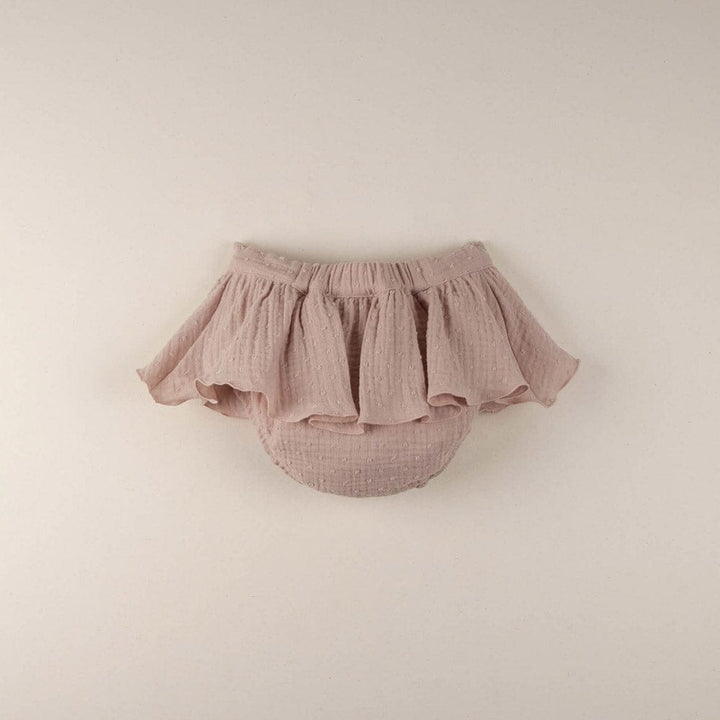 Pink Organic Culotte with Frill Shorts Popelin 