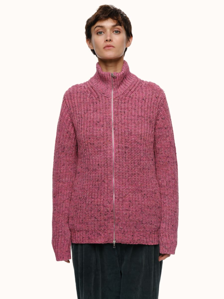 Dave Zip Cardigan - Pink