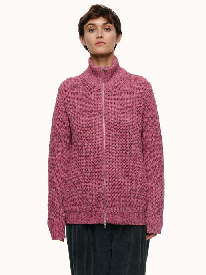 Dave Zip Cardigan - Pink