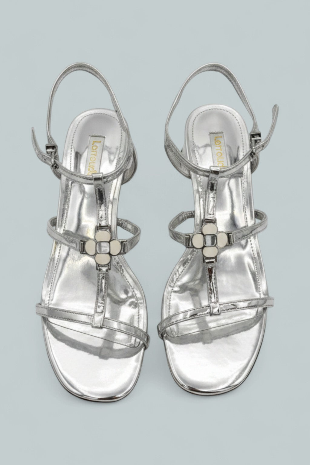 Hana Block Sandals - Silver Specchio