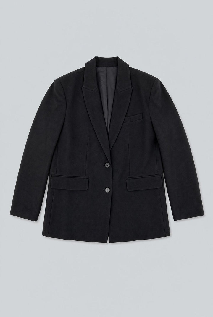 Melange Oversized Blazer - Black