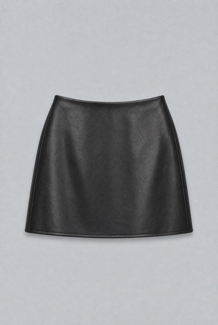 Faux Leather Mini Skirt - Black