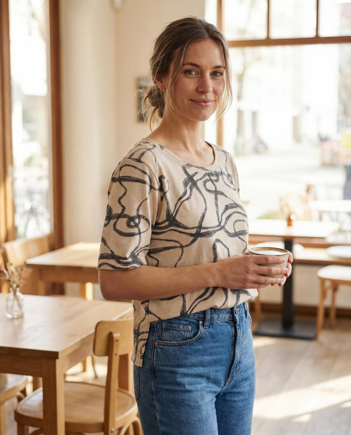 Organic Ribbed T-Shirt Women - Wind