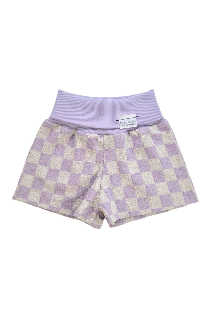 Grow With Me Wide Shorts - Lavender Macaron Checkered