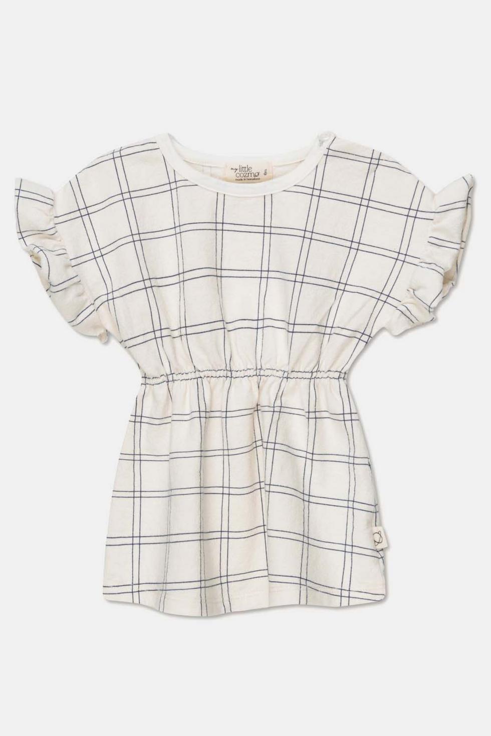 Plaid crepe baby dress - Ivory