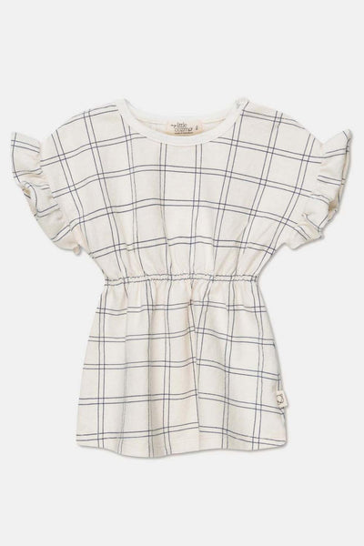 Plaid crepe baby dress - Ivory