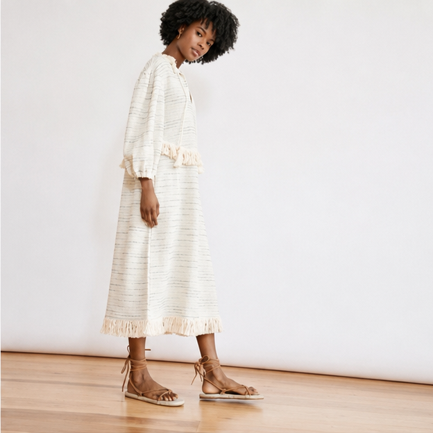 Piper Fringe Dress - Cream Multi