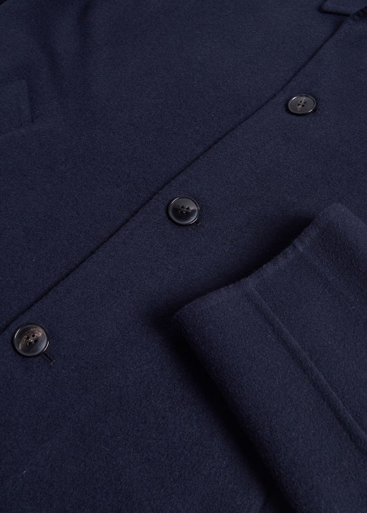 Cashmere & Wool Short Overcoat - Navy