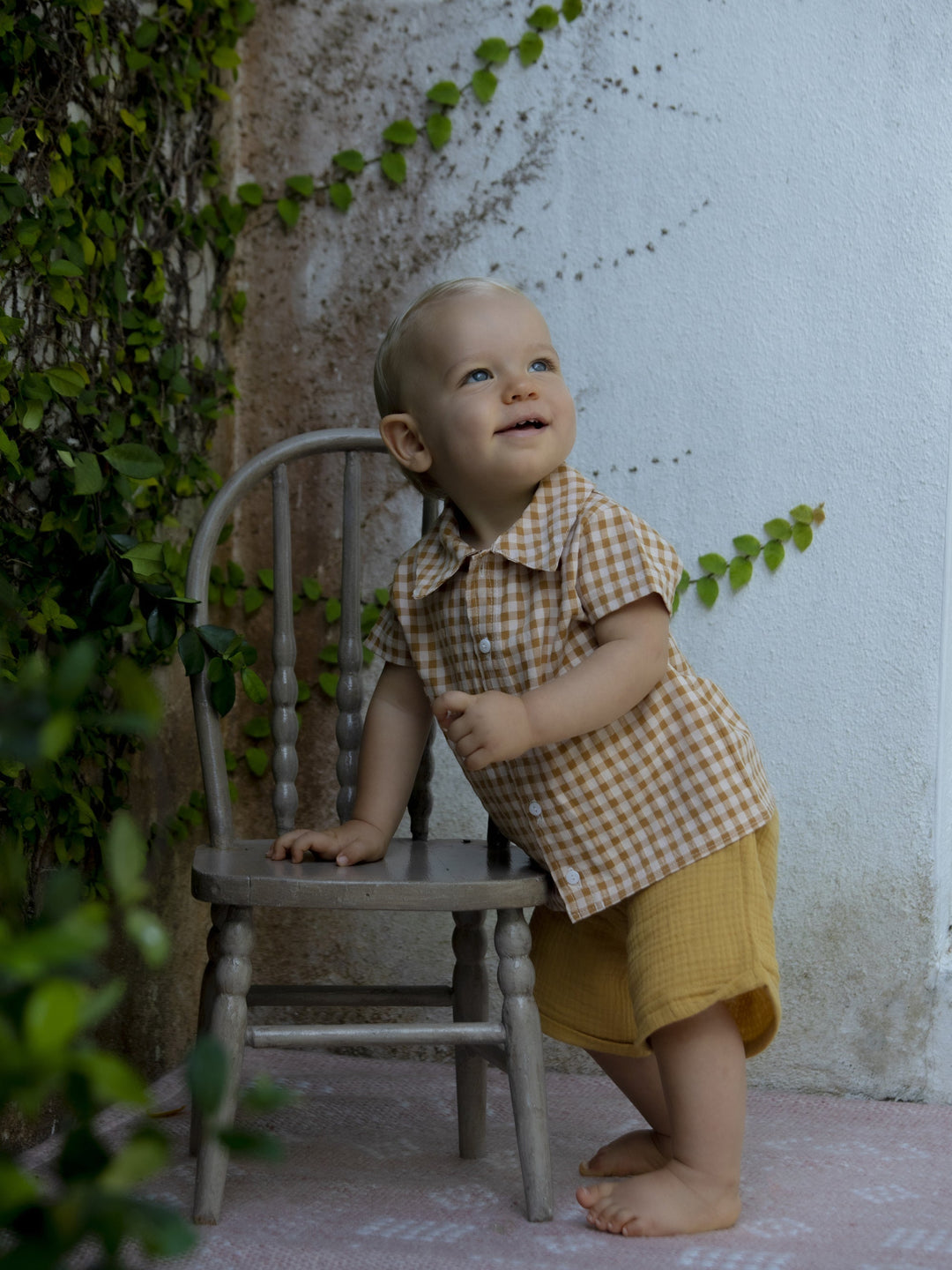 Baby Manu Shirt - Caramel Gingham