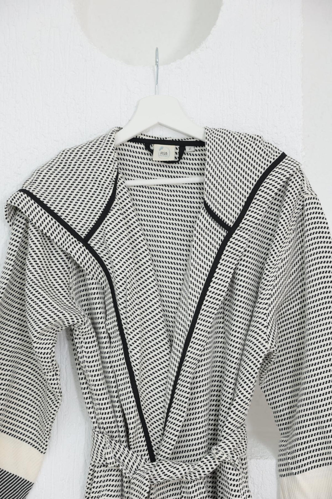 Cotton White & Black Bathrobe