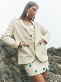 Amber Blazer - Ivory & Turquoise