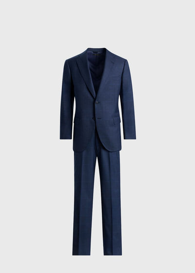 Wool & Silk Tonal Plaid Suit - Mid Blue
