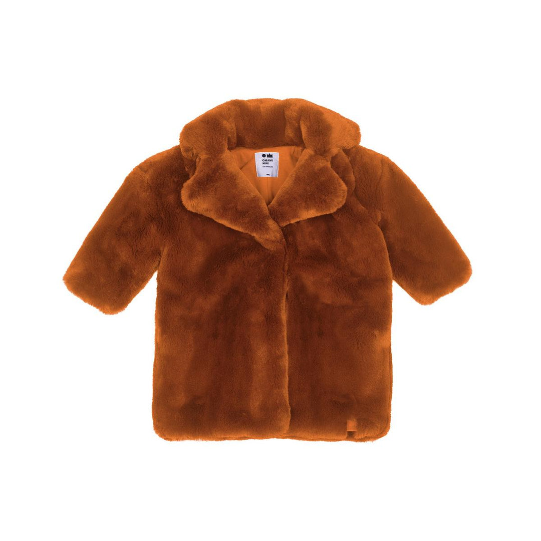 Kids Faux Fur Coat - Rust