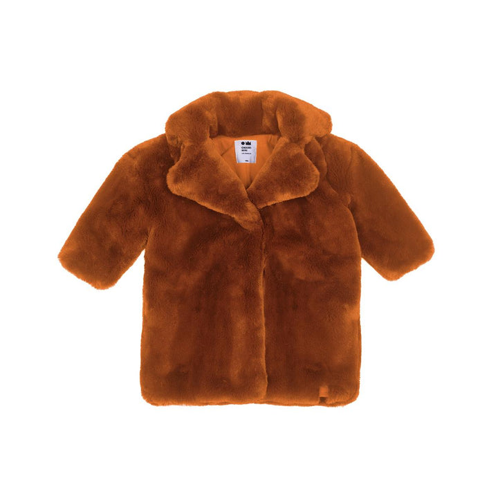 Kids Faux Fur Coat - Rust
