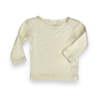 Long Sleeve Top with Raw Edge - Ecru