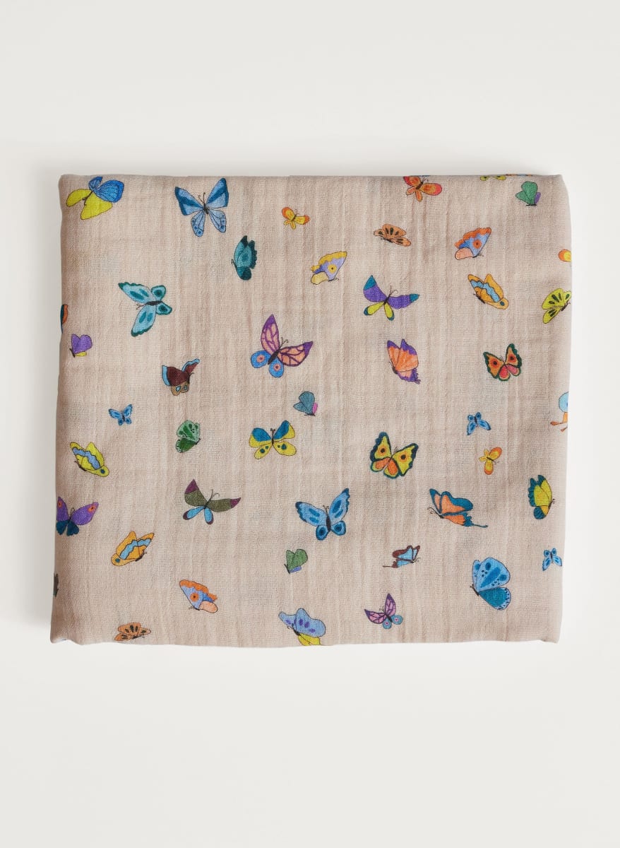 Shawl Blanket - Blush Peach Madame Butterfly
