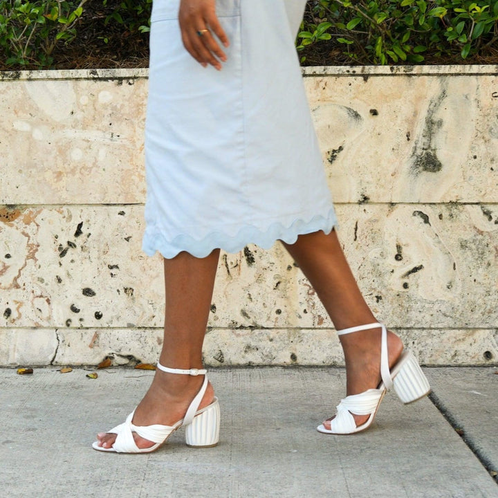 Ivory Silk Twist Sandal + Marilyn Strap - White