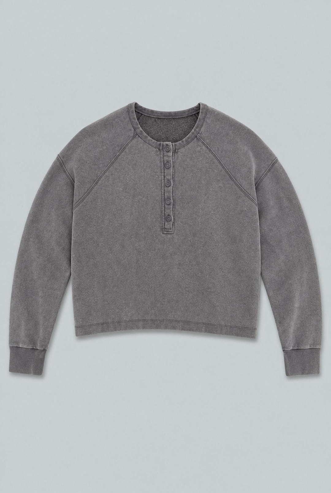 Henley Sweatshirt - Washed Black