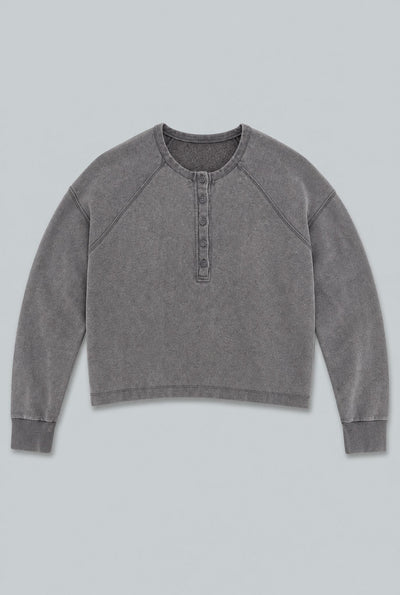 Henley Sweatshirt - Washed Black