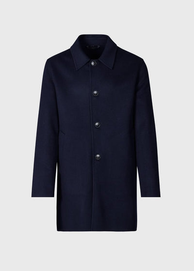 Cashmere & Wool Short Overcoat - Navy