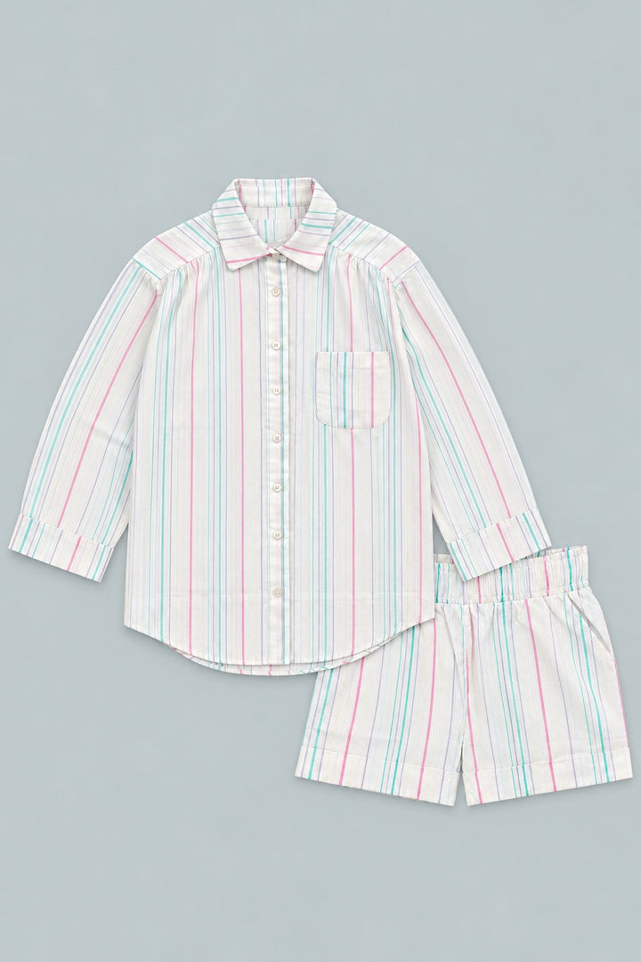 Long Sleeve Woven Pajama Set - Pastel/Multi