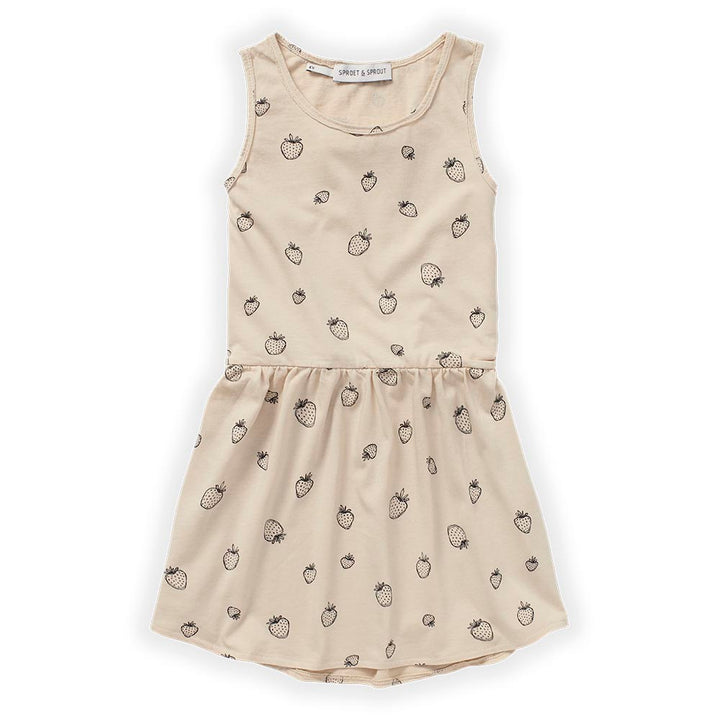 Strawberry Print Sleeveless Dress - Sesame Dresses + Skirts Sproet & Sprout 