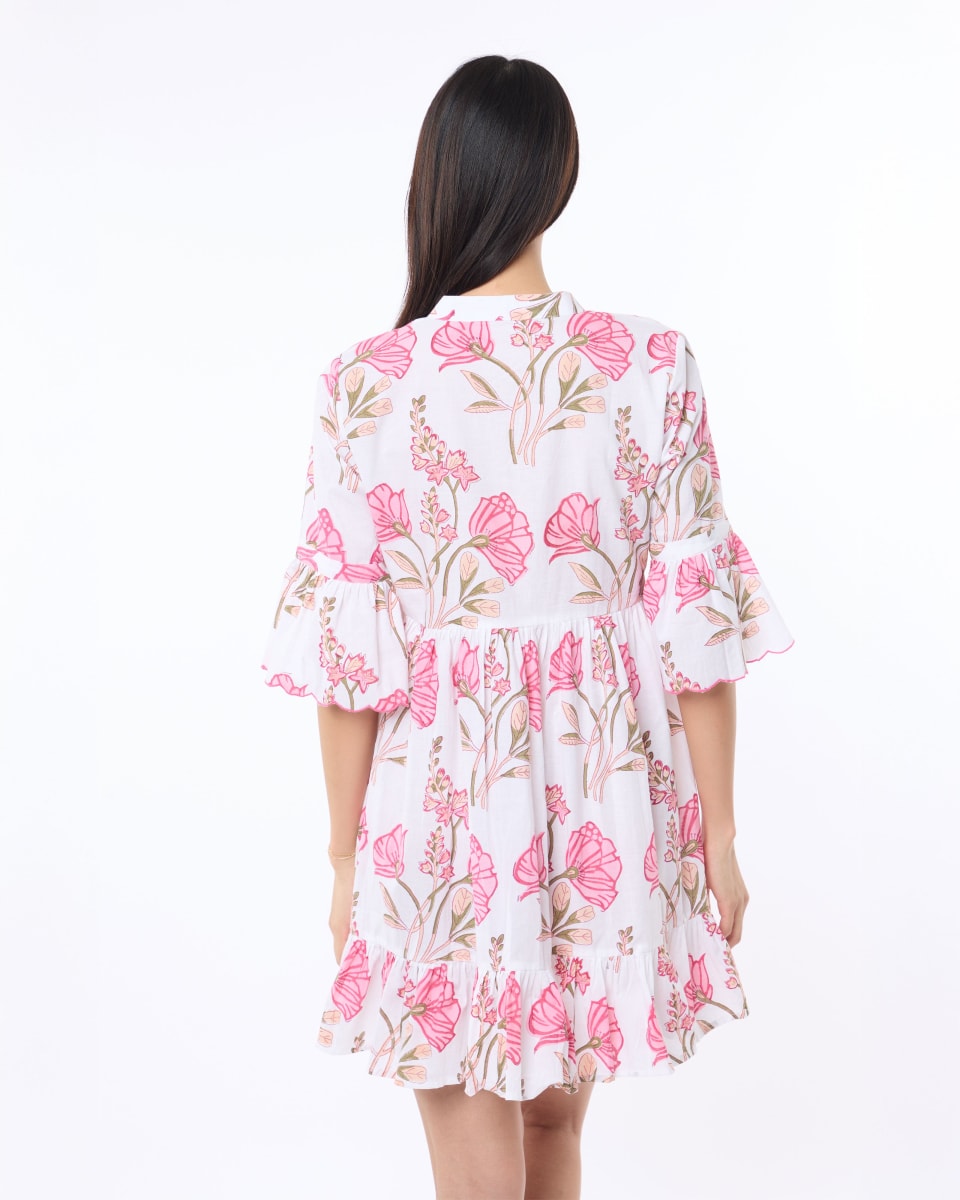 Mykonos Dress - Pink/White