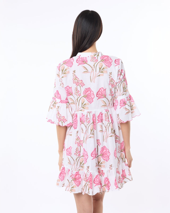Mykonos Dress - Pink/White
